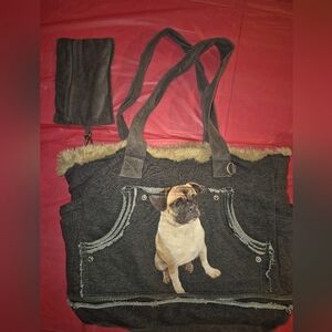 Fuzzy Nation Pug Purse - Ash GREY